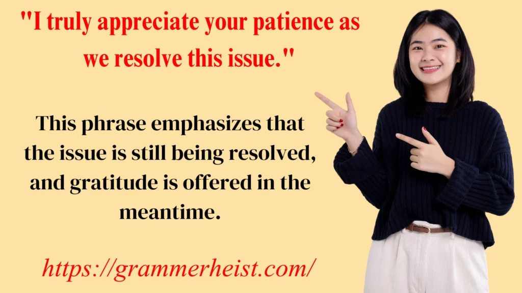 "I truly appreciate your patience as we resolve this issue."